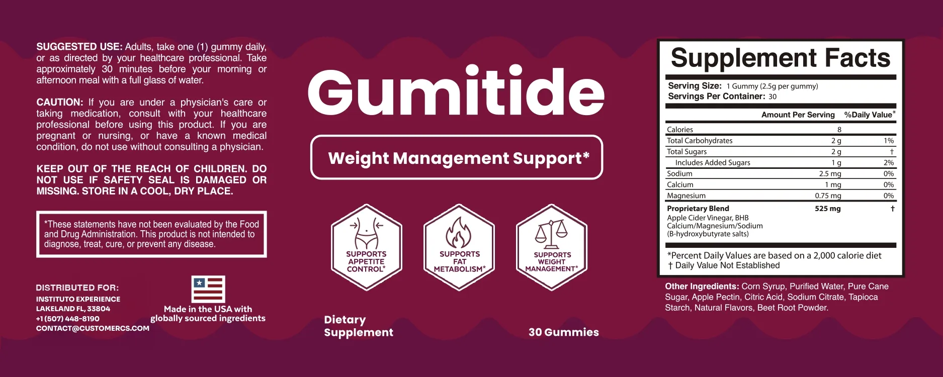 Gumitide Supplement Facts